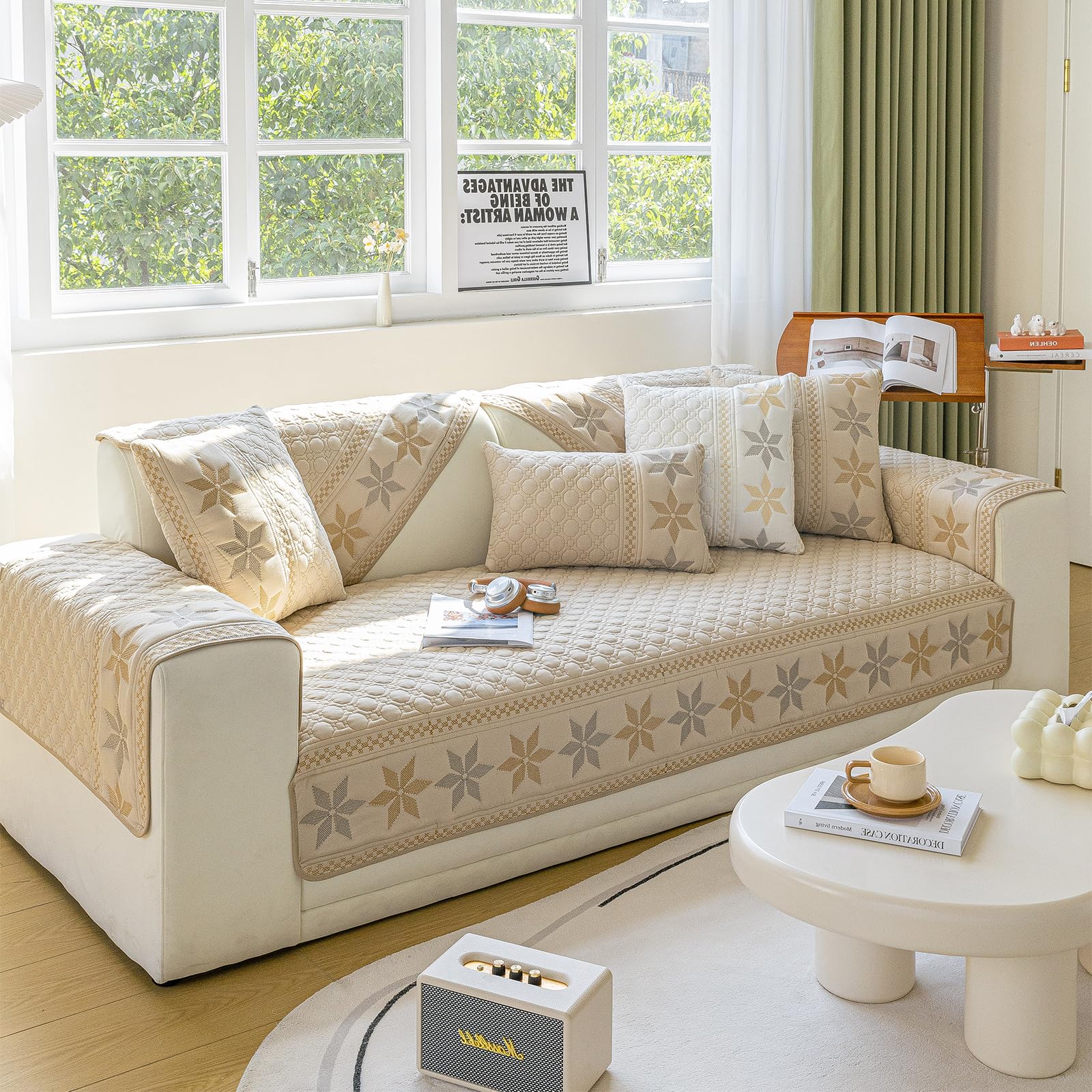 Housse De Canapé Réversible 180x230 Cm - Polyester, Lavable, Motif Décoratif Gris - 8